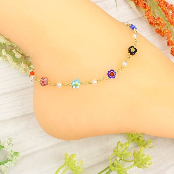 "Handmade Anklet – Elegant & Delicate Jewelry for Women | UNVRC1337 - Picture 4 of 10